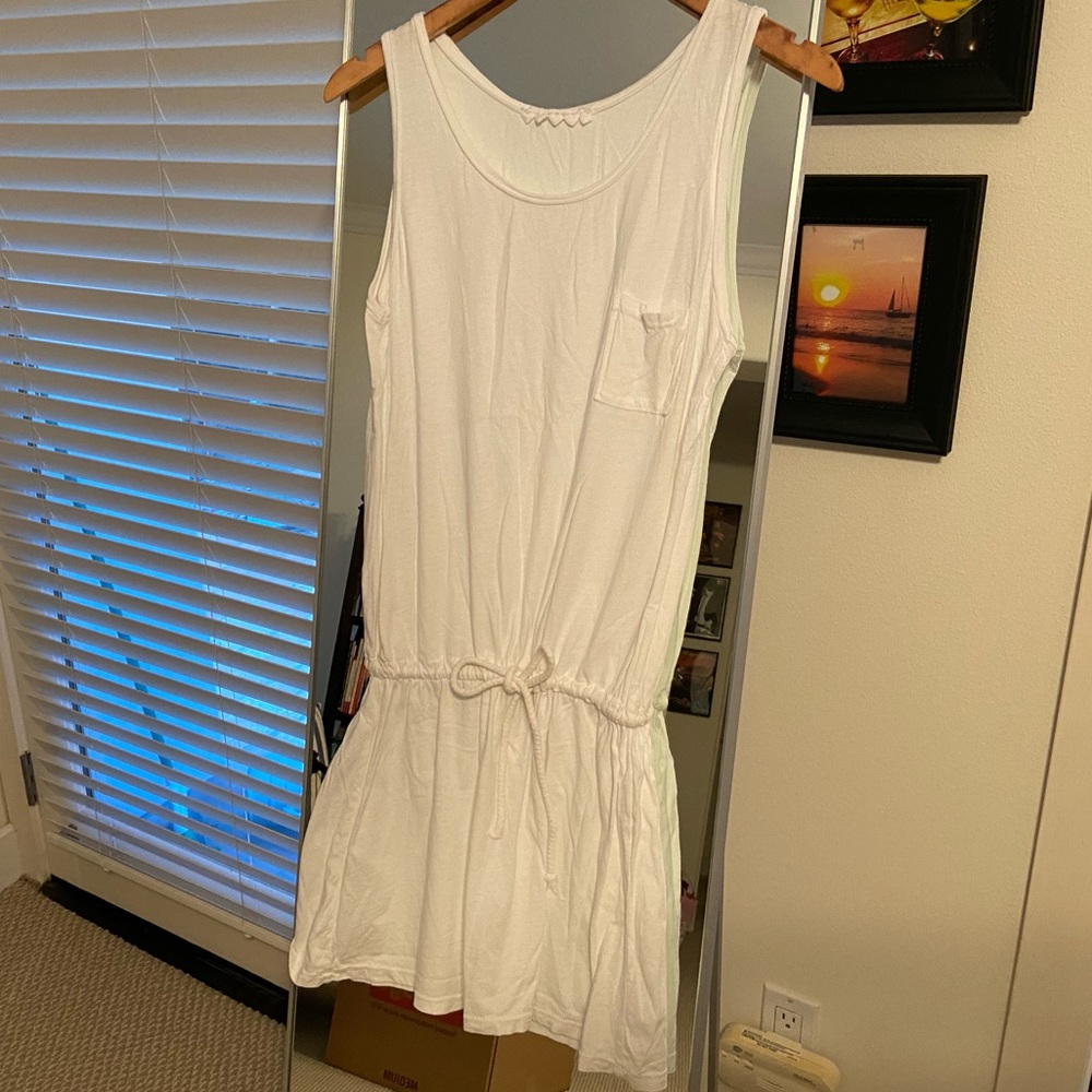 Cute Casual White Tank Dress w/Tie Belt